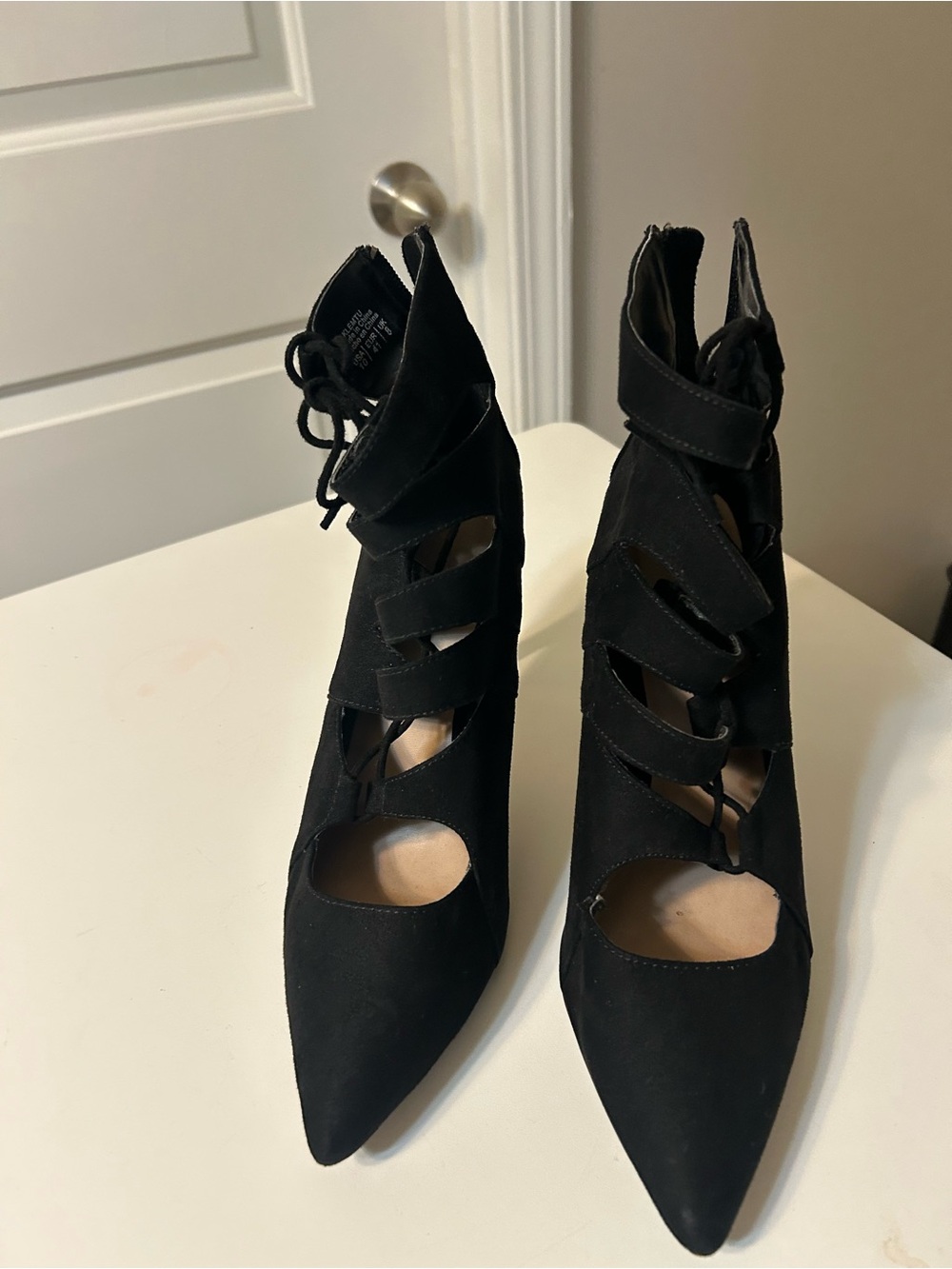 Mix No. 6 Black Strappy Pointed Stiletto Heels